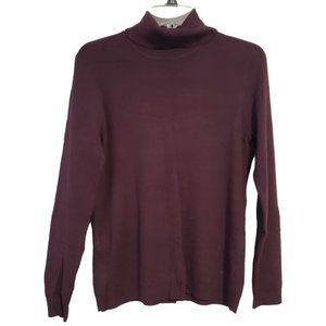 Chico's Size 1 Turtleneck Top Knit Silk Blend Long Sleeve Purple Women's Shirt